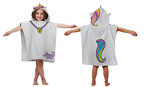 Jay Franco Nickelodeon Jojo Siwa Unicorn Kids Bath/Pool/Beach Hooded Poncho - Super Soft & Absorbent Cotton Towel, Measures 22 X