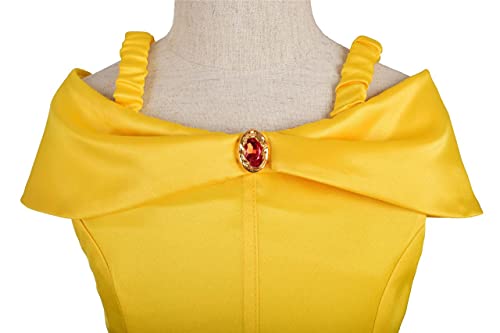 Dressy Daisy Girls Princess Yellow Gold Ball Gown Birthday Party Fancy Dress Up Halloween Costume with Accessories Size 6-6X
