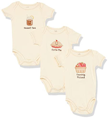 Touched By Nature Baby Boys Organic Cotton Bodysuits Bodysuit, Strawberries 3-Pack, 12-18 Months Us