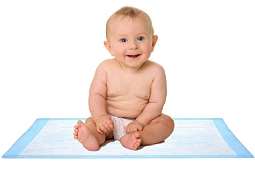 Disposable Baby Changing Pad Liner - Economy Pack 50 Count (17 X 24 Inch) - Waterproof Absorbent Blue Hospital Underpad For Inco
