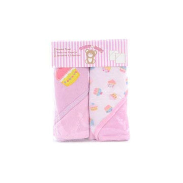 Mummamia Pure Mercerised Cotton Baby Hooded Towel Pack of 2  Gift Pack (Cupcake TIME)