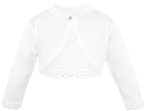Lilax Baby Girls Knit Long Sleeve Button Closure Bolero Cardigan Shrug 12-18M Cream