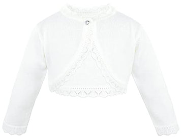 Lilax Baby Girls Knit Long Sleeve Button Closure Bolero Cardigan Shrug 12-18M Cream