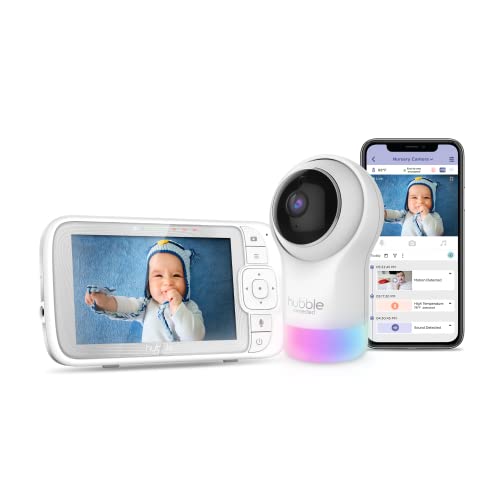 Hubble Connected Nursery Pal Glow+ Smart Baby Monitor With 5' Parent Unit And Wi-Fi Viewing Via Free App - 7-Color Night Light,