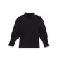 Toddler Baby Girl Basic Solid Color Turtleneck T Shirt Ribbed Knit Top Puff Long Sleeve Soft Cotton Clothes(Black,12-18Months)