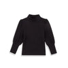 Toddler Baby Girl Basic Solid Color Turtleneck T Shirt Ribbed Knit Top Puff Long Sleeve Soft Cotton Clothes(Black,12-18Months)