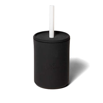 Avanchy Baby Cup With Straw, Training Sippy Cups For Infant To Toddler Kids, Baby Led Weaning 5 Ounce, 6+ Months, Silicone, Blac