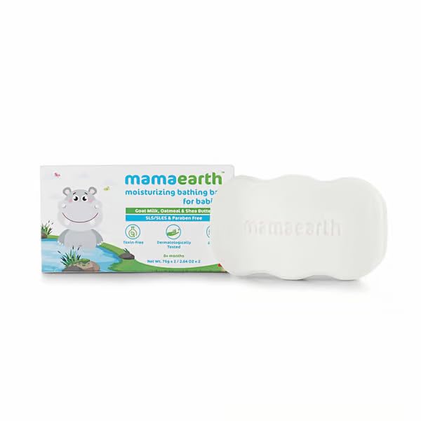 Mamaearth Moisturizing Baby Bathing Soap Bar | Cleanses Gently & Retains Moisture | With Goat Milk, Oatmeal & Shea Butter | Ph B