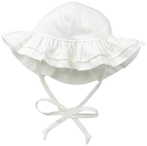 Flap Happy Baby Girls' Upf 50+ Double Ruffle Hats, White, Medium