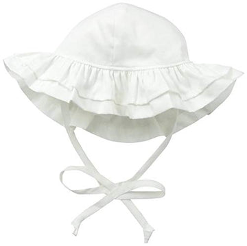Flap Happy Baby Girls' Upf 50+ Double Ruffle Hats, White, Medium