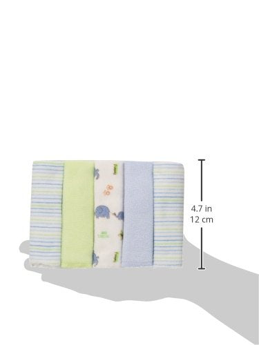 Spasilk Washcloth Wipes Set For Newborn Boys And Girls, Soft Terry Washcloth Set, Pack Of 10, Blue Elephants