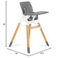 Dream On Me Nibble Wooden Compact High Chair In Light Grey | Light Weight | Portable |Removable Seat Cover I Adjustable Tray I B