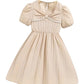 Girls ALine Dress With Short Sleeves Cream