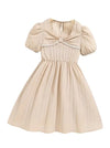 Girls ALine Dress With Short Sleeves Cream