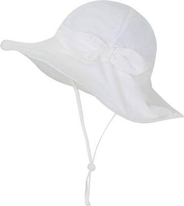 Urban Virgin Baby Girl Sun Hats Summer Baby Hats Upf 50+Toddler Sun Hat Infant With Wide Brim Bucket Hat White 12-24 Months
