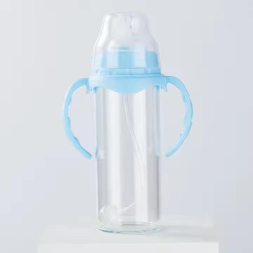 8 Oz Sublimation Glass Baby Bottle, Sublimation Glass Baby Bottle, Gift For Mom, Gift For Baby Boy, Gift For Babay Girl (Blue)