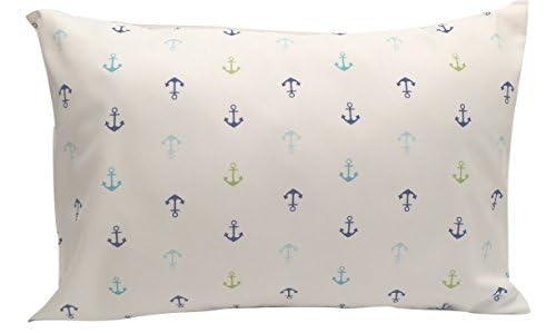 Ella & Max Toddler Pillowcase. Anchor Nautical. Soft & Cuddly. Fits 13X18 & 14X19 Toddler Pillows. Easy To Wash & No Ironing. Ha