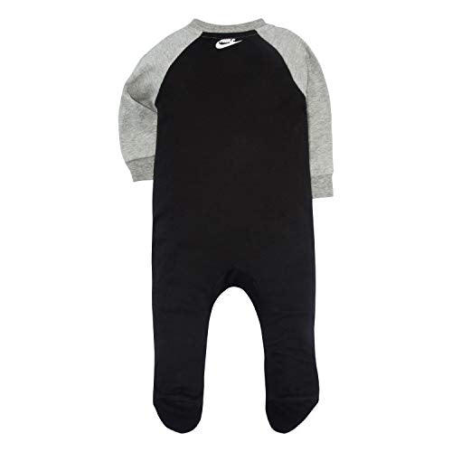 Nike Baby Sportswear Graphic Footed Coverall, Black(56D679-023)/White/Grey, 0-3 Months