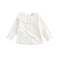 12M6Y Baby Girls Long Sleeves Solid Color Doll Collar TShirt Blouse Toddler Kids Basic Pullover Bottom Tops, Longwhited6067, 5