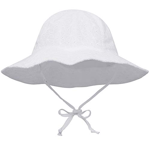 Simplikids Upf 50+ Uv Sun Protection Wide Brim Baby Sun Hat,White #4,0-12 Months