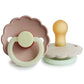 Frigg Daisy Night Natural Rubber Baby Pacifier | Made In Denmark | Bpa-Free (Blush/Cream, 0-6 Months) 2-Pack