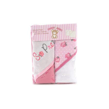 Mummamia Pure Mercerised Cotton Baby Hooded Towel Pack of 2  Gift Pack (Snow Rose)