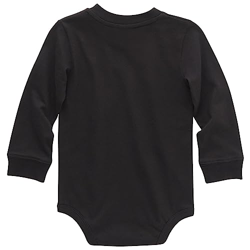 Carhartt Long-Sleeve Pocket Bodysuit, Caviar Dark Black, 3 Months