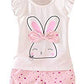 MH-Lucky Baby Girl Clothes Outfits Short Sets 2 Pieces with T-Shirt + Short Pants (T-Pink+White, 24 Months)