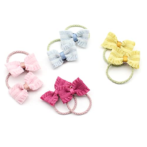 8Pcs 1.6 Inches Baby Girls Hair Bows Ties Mini Boutique Elastic Hair Rubber Ribbon Hair Band Accessories For Kids Toddlers Infan