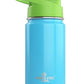 Kids Water Bottle - 12Oz Blue  Leak Proof With Straw & Handle  24 Hours Cold  Insulated, Double Wall Stainless Steel  Easy Sip T