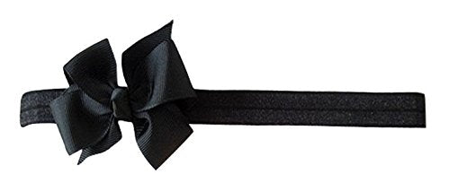 Akinoskids Satin Hairbow Elastic Newborn Babygirl Black Headbands