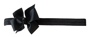 Akinoskids Satin Hairbow Elastic Newborn Babygirl Black Headbands