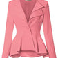 Women Double Notch Lapel Office Blazer Jk43864 1073T Light Cora Xl