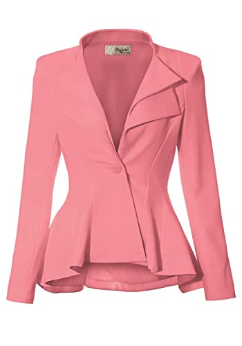 Women Double Notch Lapel Office Blazer Jk43864 1073T Light Cora Xl