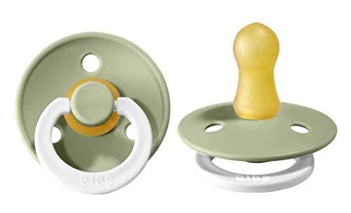 Bibs Pacifiers  Natural Rubber Baby Pacifier  Set Of 2 Bpa-Free Soothers  Made In Denmark  Sage Night  Size 6-18 Months