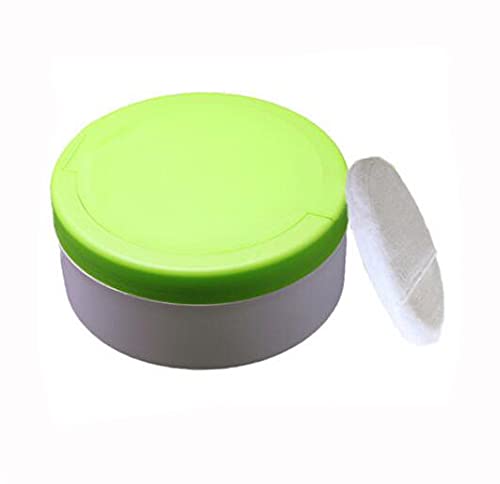 1Pcs Abs Empty Refillable Baby Talcum Powder Box With Green Lid Sifter And Powder Puff Baby Skin Care Powder Case Loose Powder J