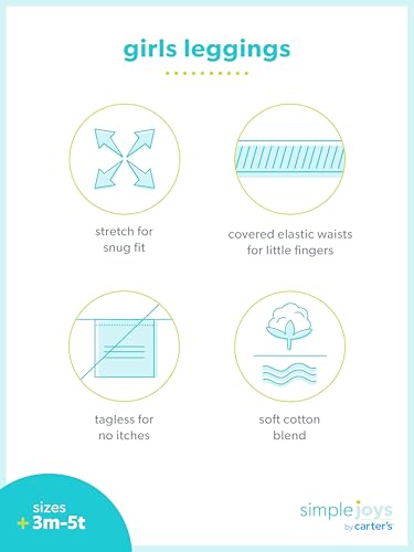 Simple Joys By Carter'S Baby Girls' 4-Pack Pant, Coral Pink/Grey/Navy Dots/Pink, 3-6 Months