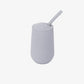ezpz Happy Cup + Straw System (Pewter) - 24 months+ - 100% Silicone Cup + Straw for Older Toddler + Preschoolers - Designed by a