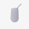ezpz Happy Cup + Straw System (Pewter) - 24 months+ - 100% Silicone Cup + Straw for Older Toddler + Preschoolers - Designed by a