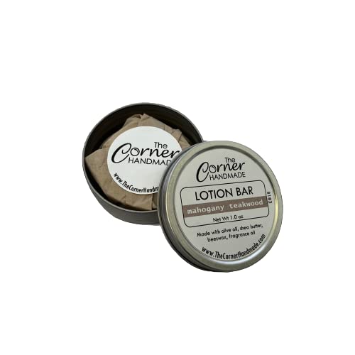 The Corner Handmade Lotion Bar Moisturizer With Beeswax And Shea Butter For Dry Skin, 1 Ounce (Mahogany Teakwood)