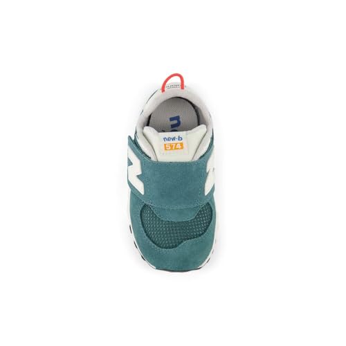 New Balance Baby 574 V1 B Hook And Loop Sneaker, New Spruce/Blast Red, 2 Us Unisex Infant