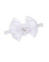 Baby Flower Chiffon Floral Headband With Bow Hair Band And Headwear Bbg75 (-White Bow-)