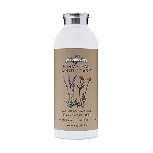 Farmstead Apothecary 100% Natural Baby Powder (Talc-Free) With Organic Tapioca Starch, Organic Chamomile Flowers, Organic Calend