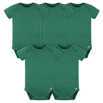 Gerber Baby 5 Pack Onesies Multi-Packs Bundle Interlock 180 Gsm, Kelly Green, 18 Months