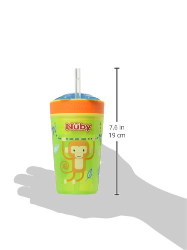 Nuby All In One Snack Bowl And No Spill Soft Straw Cup - 1 Pack Multicolor Snack N' Sip - Holds: 4.5 Oz Container With Lid And 9