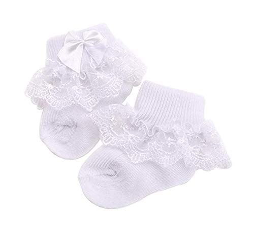 Adeimoo Little Infant Newborn Toddler Baby Girls Princess Party Lace Ruffles Frilly Socks (Colorful B, 0-1 T)