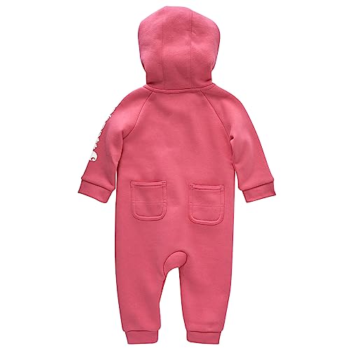Carhartt Long Sleeve Zip Front Hooded Coverall, Pink Lemonade, 18 Months