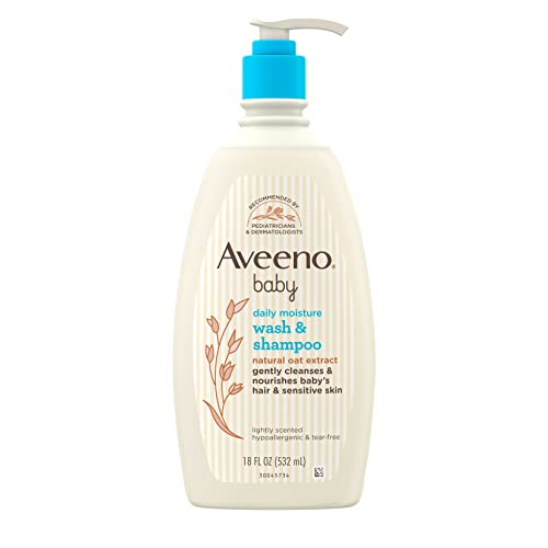 Aveeno Baby Daily Moisture Gentle Bath Wash & Shampoo With Natural Oat Extract, Hypoallergenic, Tear-Free & Paraben-Free Formula