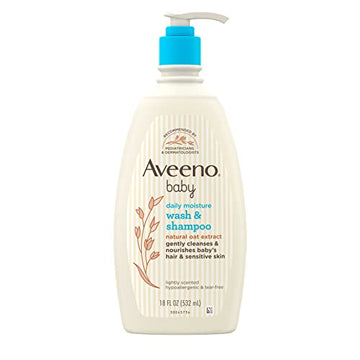 Aveeno Baby Daily Moisture Gentle Bath Wash & Shampoo With Natural Oat Extract, Hypoallergenic, Tear-Free & Paraben-Free Formula