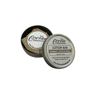 The Corner Handmade Lotion Bar Moisturizer With Beeswax And Shea Butter For Dry Skin, 1 Ounce (Oatmeal, Milk & Honey)
